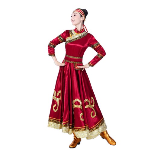Chinese folk dance costumes for women female Mongolian minority grassland  party cosplay dance clothes female large swing skirt costumes robes
